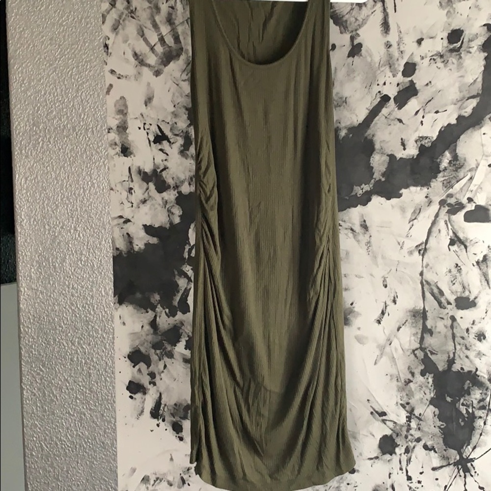 Olive green ribbed maternity dress